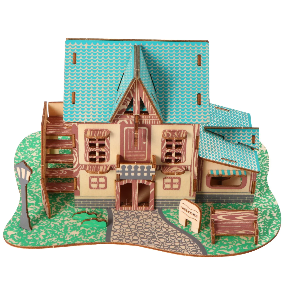 Puzzle drewniane 3D, edukacyjne, kreatywne, układanka, dopasowywanie kolorów, DIY, rozwój koordynacji ręko-oko.