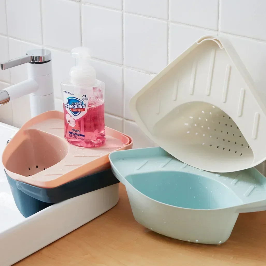 

Triangle Sink Storage Rack Kitchen Drain Storage Basket Water Tank Food Residue Home Organizer Cocina Kitchen Accessories