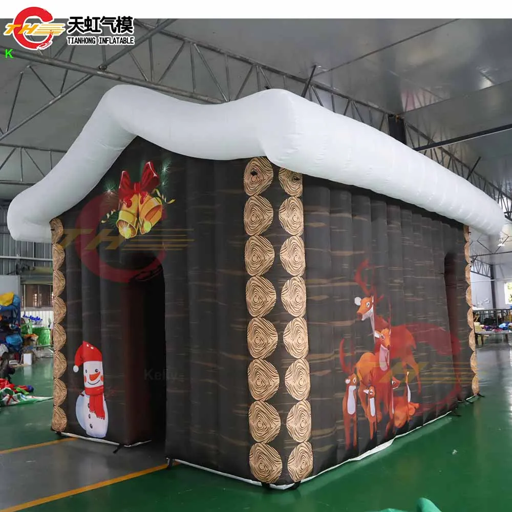 شحن سريع 5x3.5mH نفخ سانتا عيد الميلاد جروتو لعيد الميلاد خارج المجتمع الحدث مركز التسوق الديكور