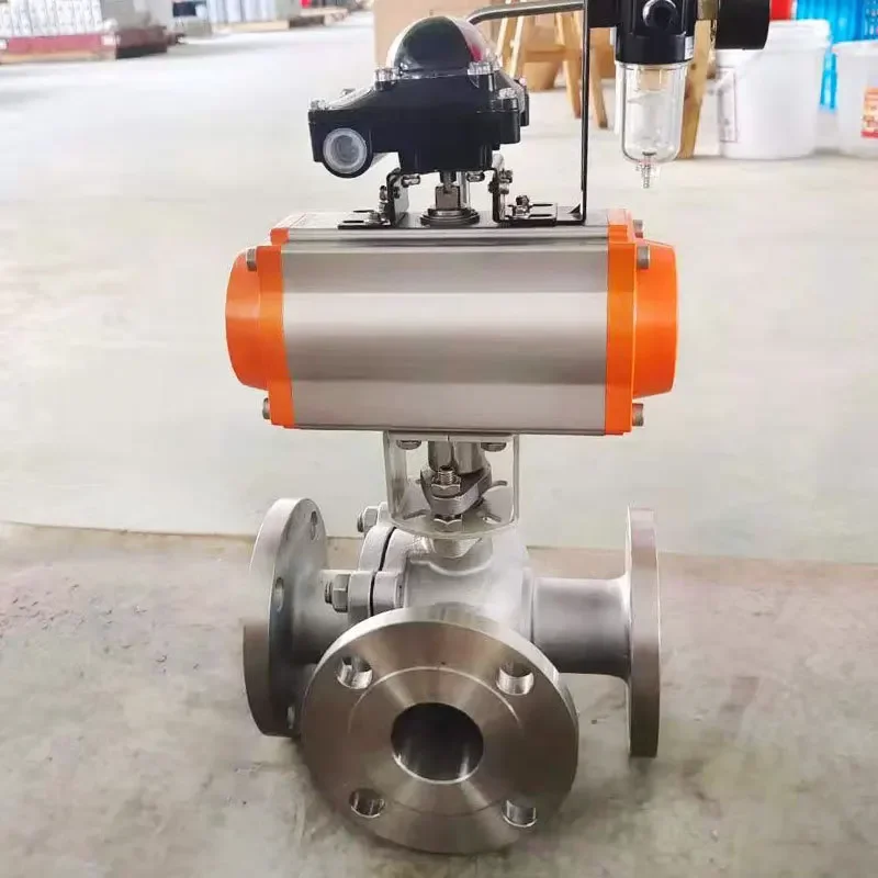 Pneumatic three-way ball valve 304 stainless steel sanitary grade quick-loading ball valve, quick-loading three-way valve