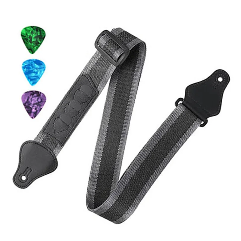Gitarrengurt Akustische E-Gitarre mit 3 Plektrumhaltern PU-Lederenden Akustikgitarre Bassgurt Gürtelzubehör