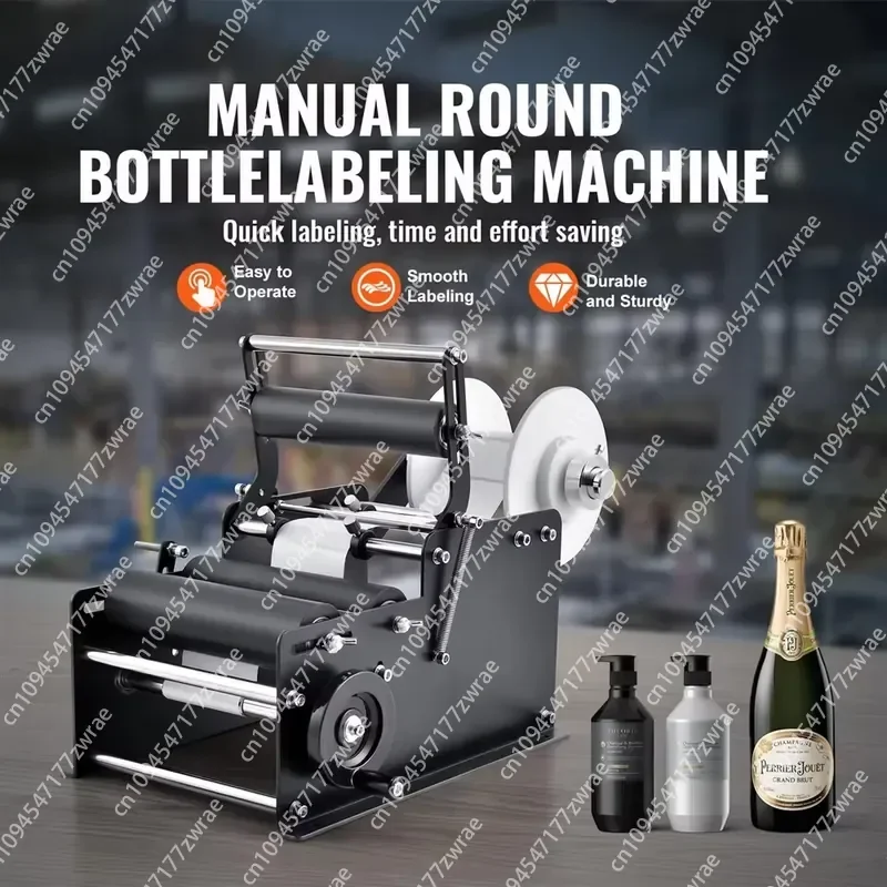 Manual Round Labeling Machine Stainless Steel Construction Black Printing Technology Simple Operation High Quality