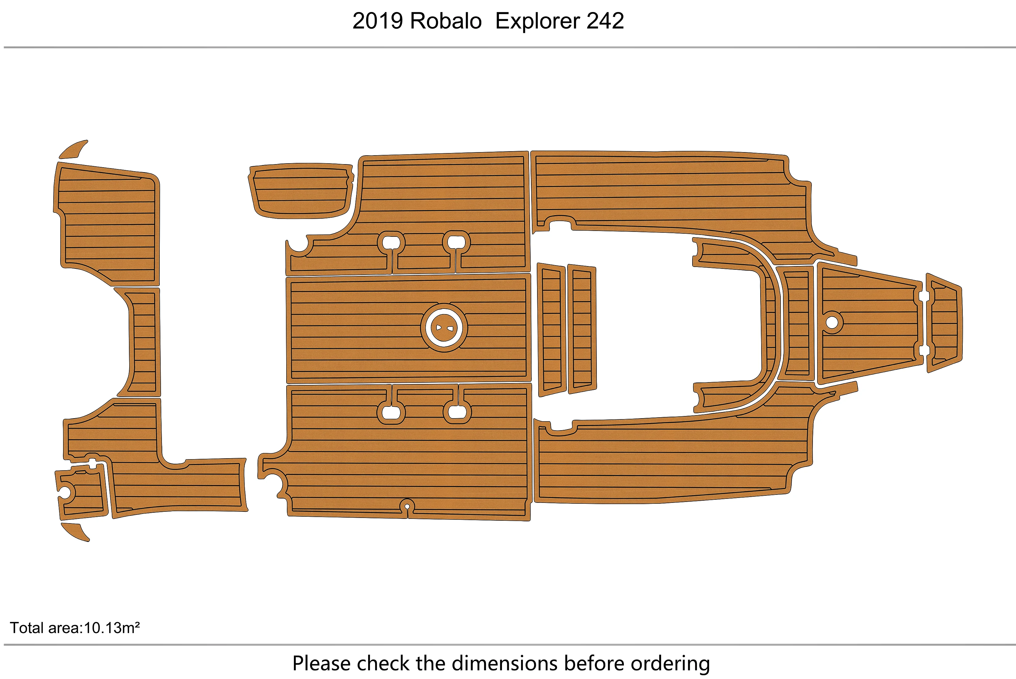 Eva foam Fuax teak seadek marine floor For 2019-2023 Robalo 242 Explorer Cockpit Swim platform 1/4