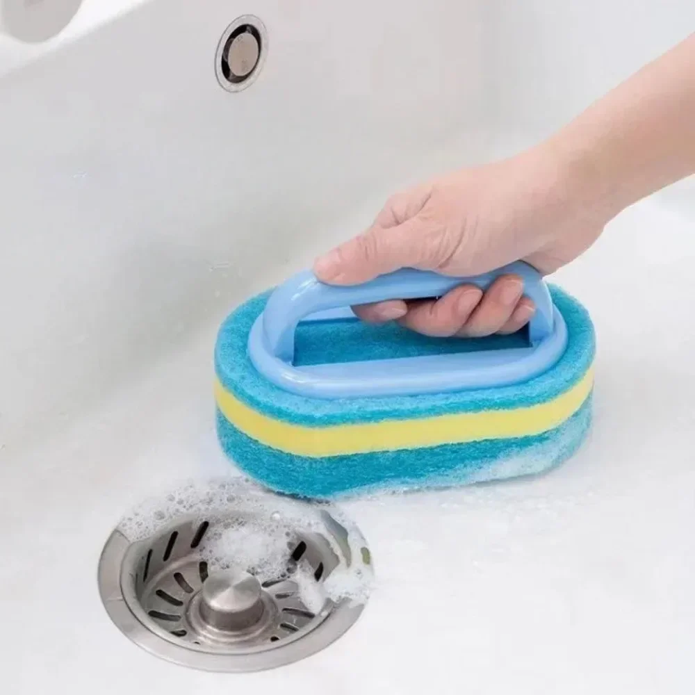 2025 Kitchen Bathroom Toilet Cleaning Magic Sponge Glass Wall Cleaning Bath Brush Handle Sponge Ceramic Window Slot Clean Brush