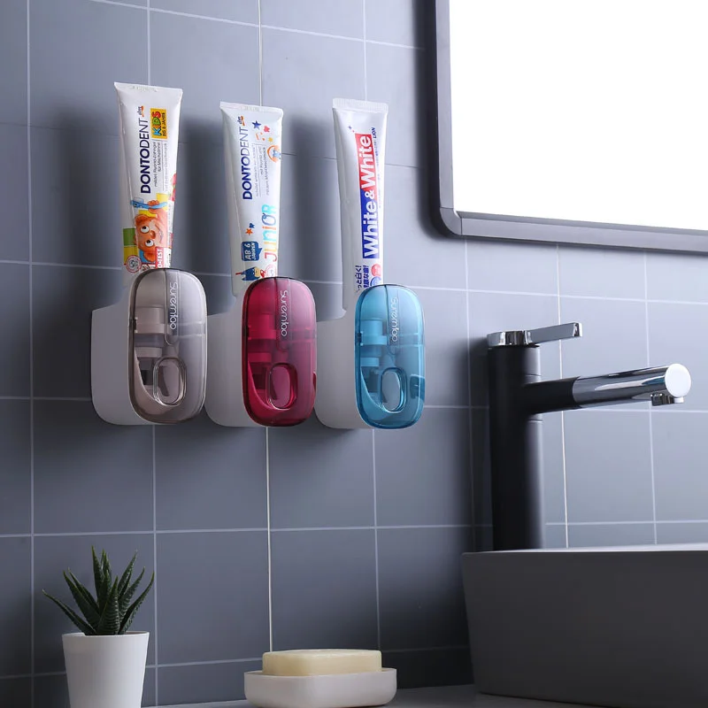 Automatic Toothpaste Dispenser Bathroom Accessories Wall Mount Lazy Toothpaste Squeezer Toothbrush Holder