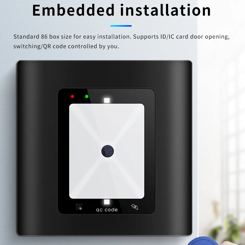 Dynamic QR Code Access Card Reader 13.56Mhz IC RF Card Reader Mobile NFC Wiegand, RS232 Embedded Gate Scan Code