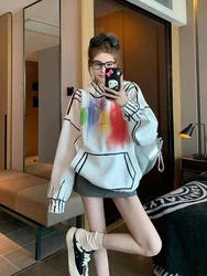 Warm Thick Hoodies Baggy Autumn and Winter Cold Loose Female Top White Graphic Women's Hooded Sweatshirts Korean Streetwear Y2k