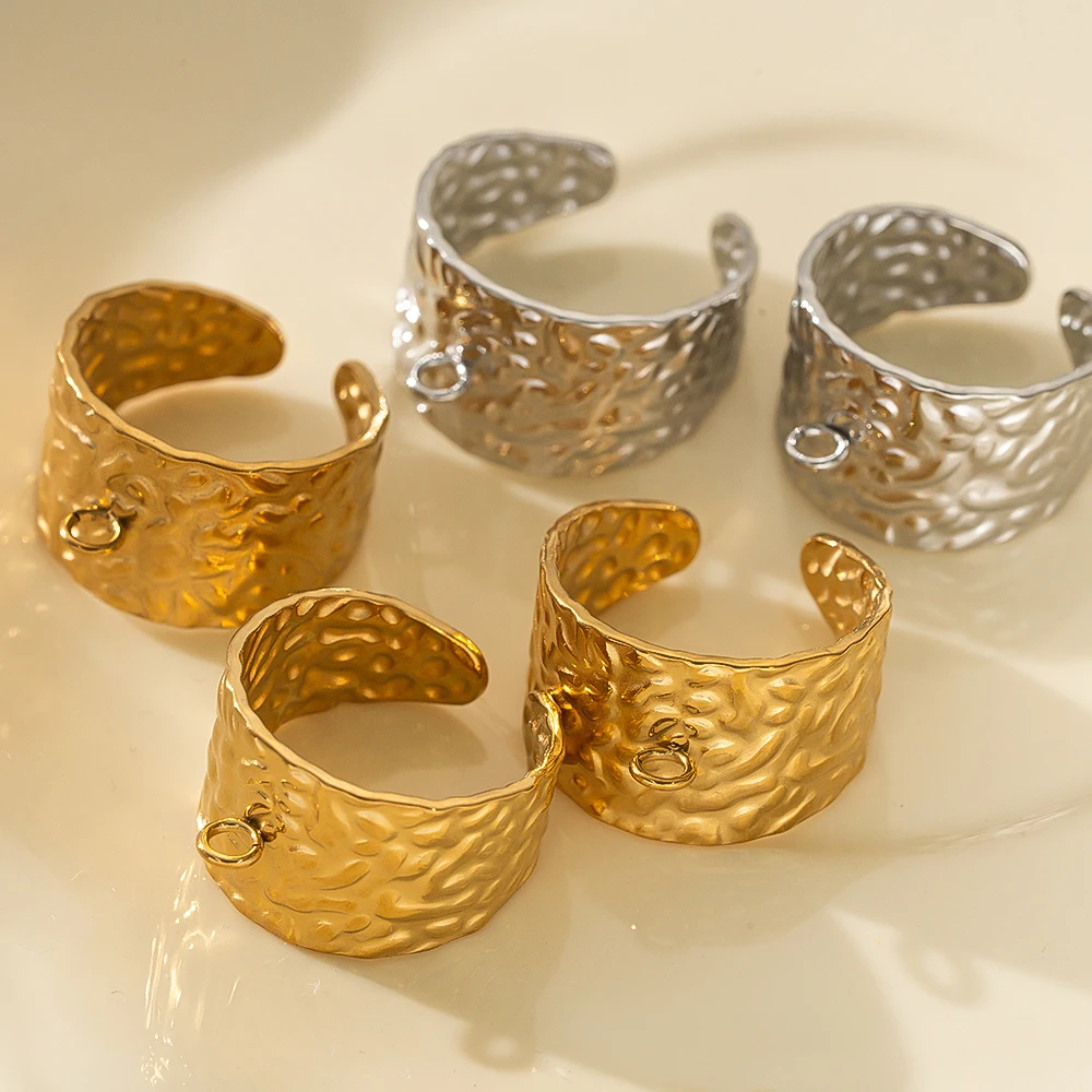5Pcs Stainless Steel Chunky Wide Rings for DIY Jewelry Making