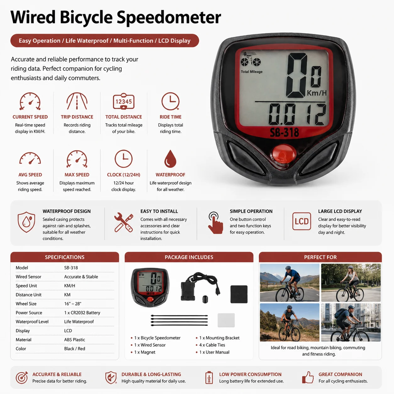 

GPS Bicycle Computer Cycling Speedometer Odometer Speedometer speed measuring device 15 function Bicycle equipment