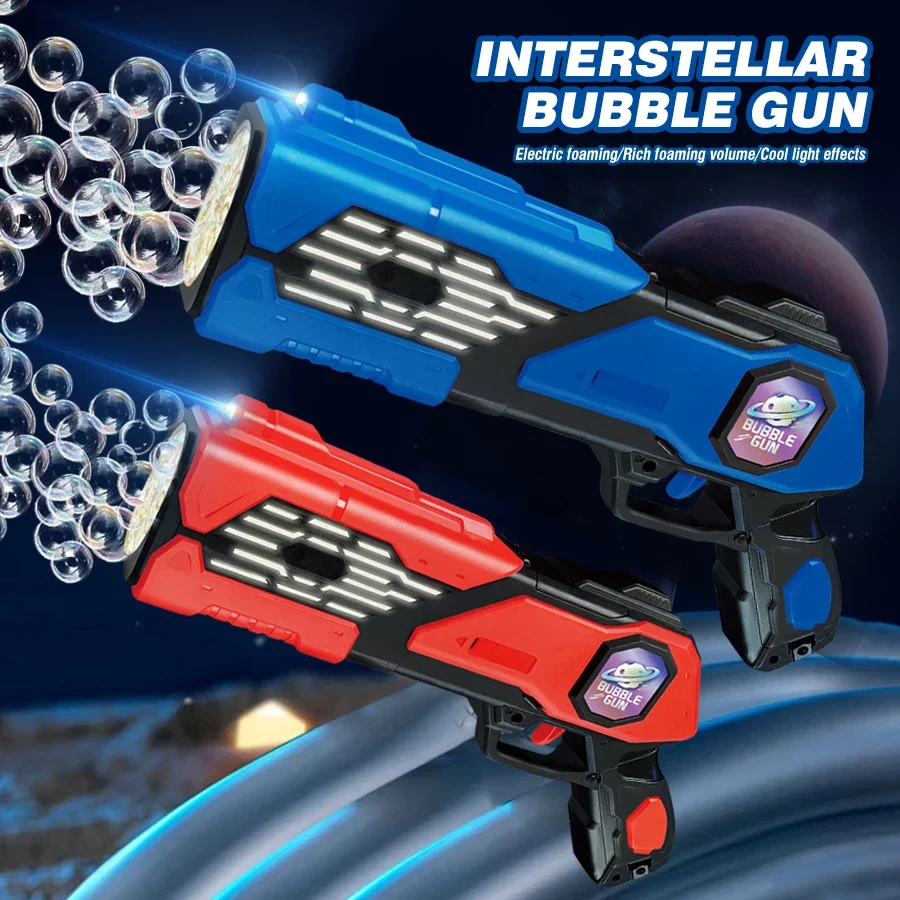 Pistole per bolle Sapone Bubble Maker Giocattoli per bambini Pistola spaziale elettrica automatica Giochi per feste all'aperto per bambini per ragazze Ragazzi Bambini