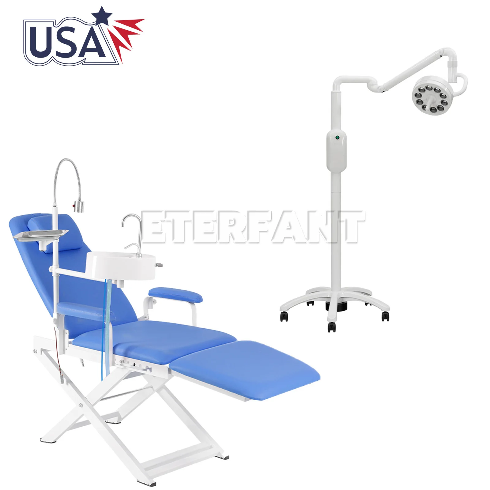 

Dental Portable Chair Mobile Exam Folding Silla+LED Light Lamp+Tray/55W LED Oral Surgical Light Induction Exam Opertory Lamp