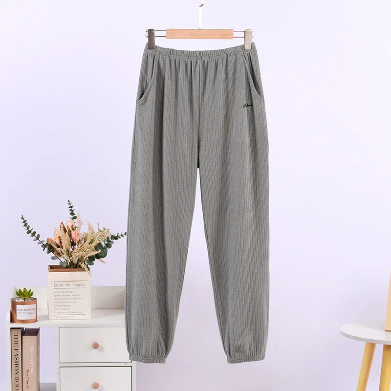 New Solid Color Spring Autumn Ladies Pajama Pants Casual Loose Thin Velvet Home Trousers Pyjama Femme Hiver Pijama Pant