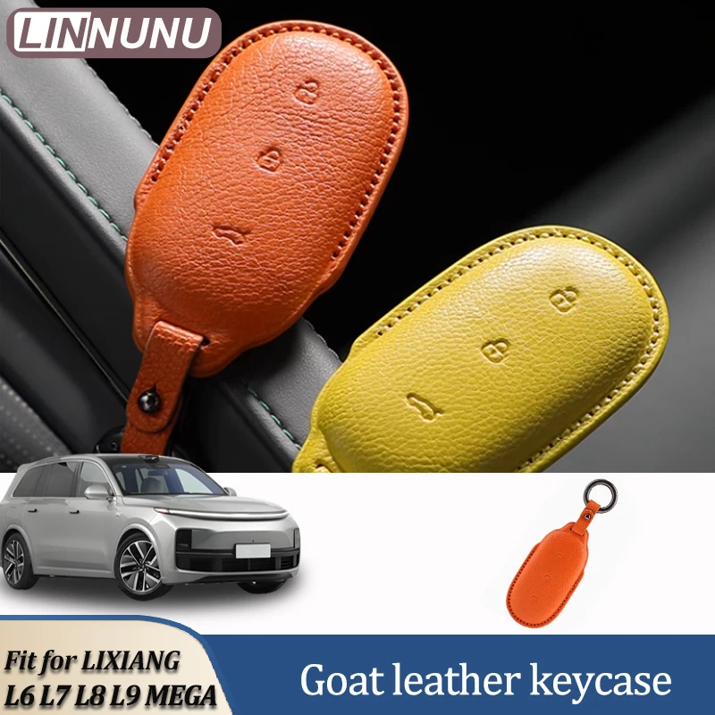 

Linnunu Fit for Lixiang L6 L7 L8 L9 Mega Car Interior Decoration Supplies Car Key Cover Goatskin Key Bag Car Buckle Goat Protection Genuine Leather Is Greasy and Luxurious Car Interior Accessories