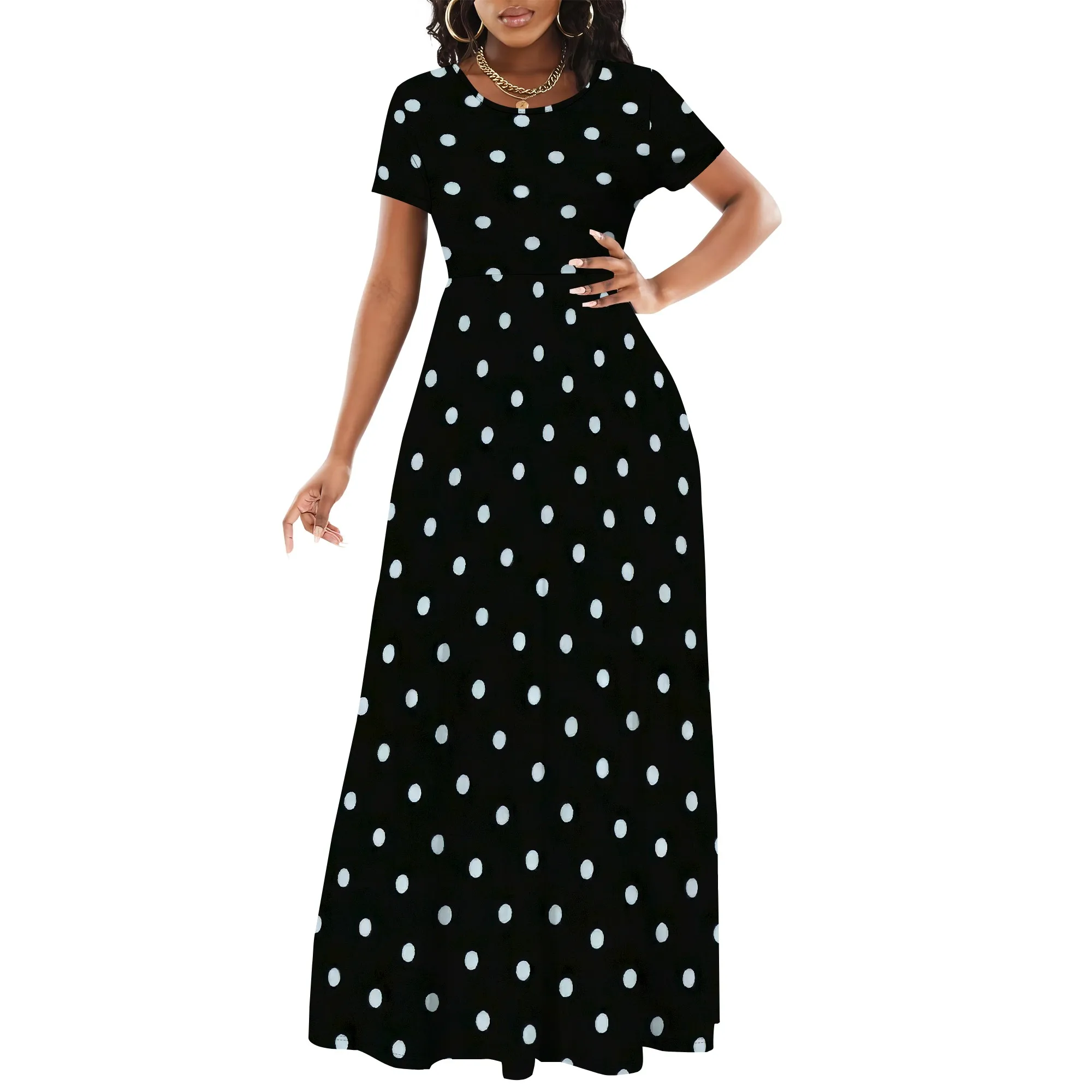 Womens Short Sleeve Maxi Dresses Empire Waist Long Dress