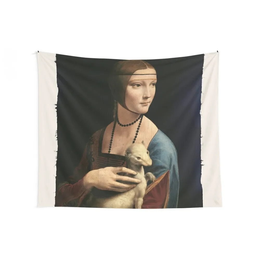 Lady with an Ermine - Leonardo da Vinci's Classic Painting Tapestry Aesthetic Room Decor Korean Bedrooms Decorations Tapestry