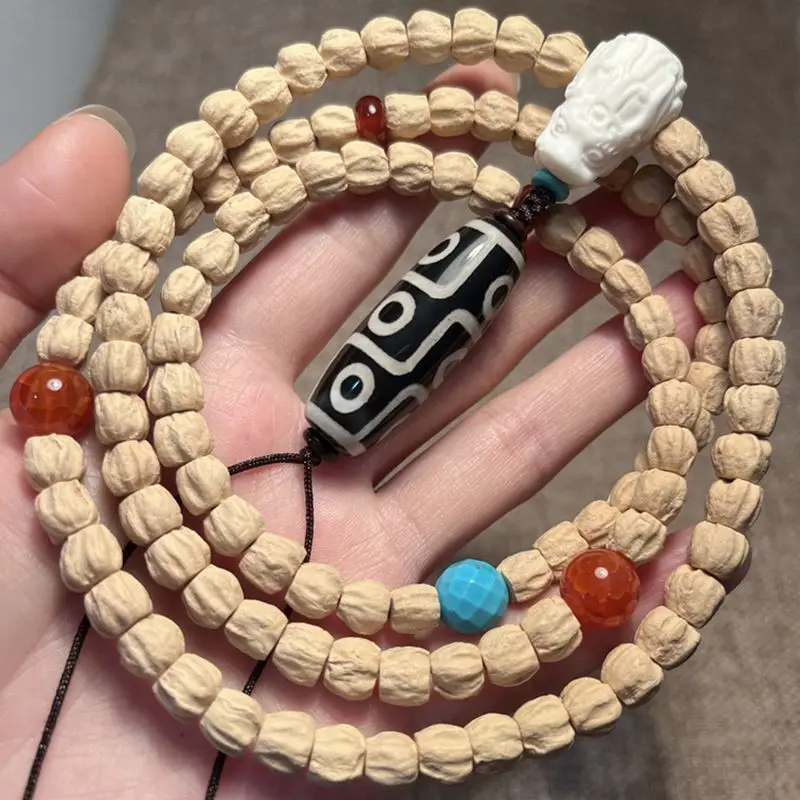 

108 Tibetan Bodhi Beads With Pattern Agate Oil High Density Passion Seed Bracelet