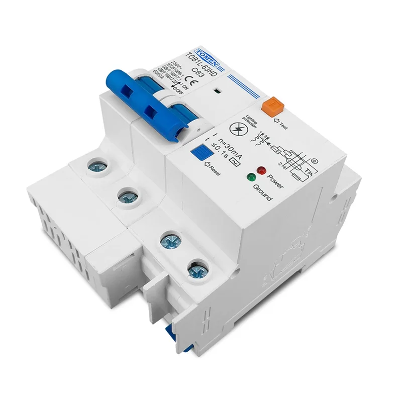 

【Today-Only!】TOMZN Residual Current Circuit Breaker Main Switch with Surge Protector RCBO MCB with Lightning-Protection SPD 63A