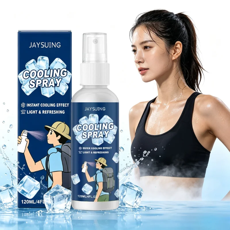 120ML Instant Cooling Body Spray Quick Heat Relief Refreshing Mist Portable Summer Cool Down Spray for Outdoor Sports Travel