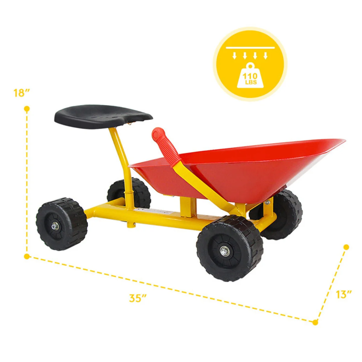 Kids Ride-on Sand Dumper with 4 Wheels，can not only dig sand/dirt in summer but also shovel snow in winter