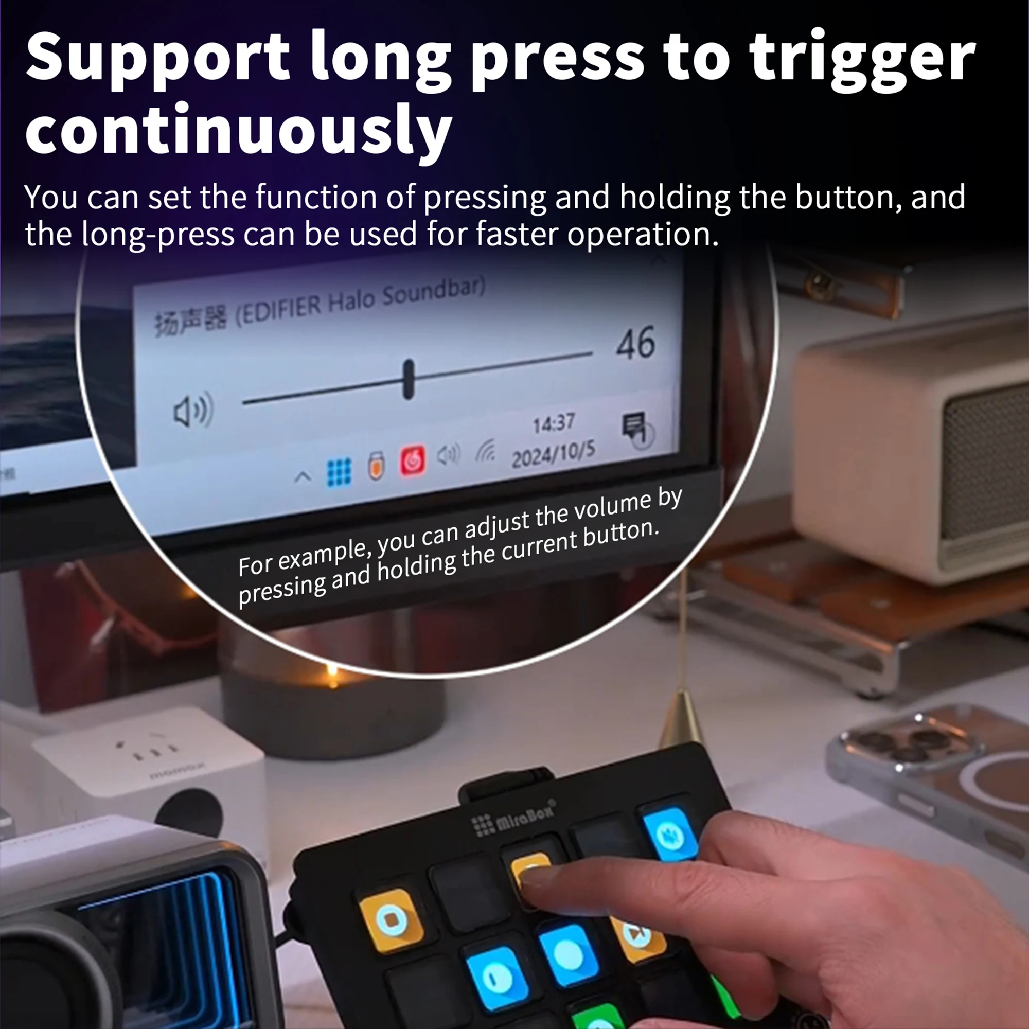 لوحة مفاتيح الكمبيوتر المكتبي المرئية مع شاشة كبيرة وأزرار، مفتاح ديناميكي لبث OBS #5