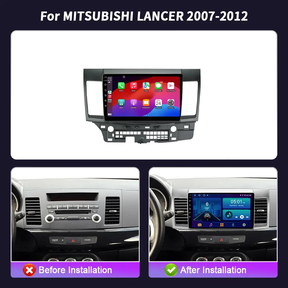 Android 14 For MITSUBISHI LANCER 2007-2012 Wireless Bluetooth Carplay Stereo Screen Car Radio Multimedia Navigation