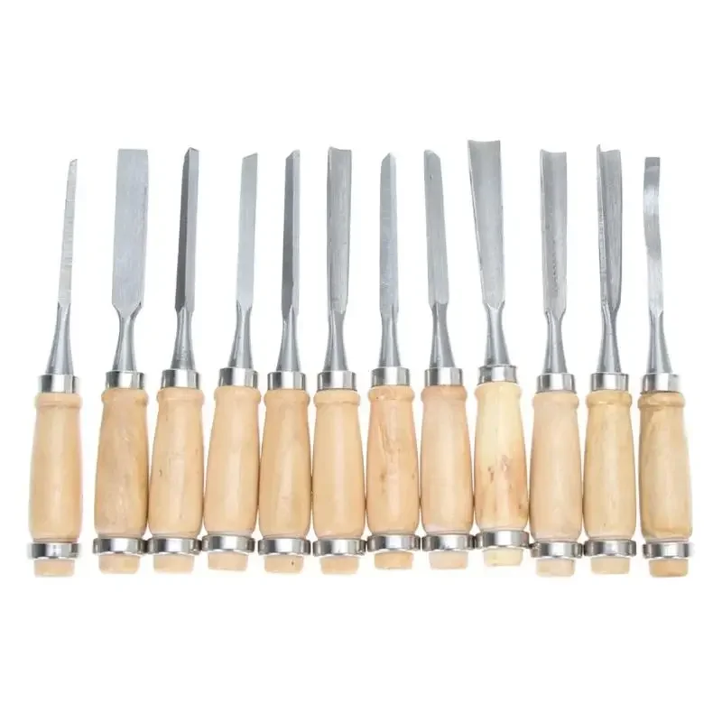 Professional 6/12pcs Manual Wood Carving Hand Chisel Tool Set Carpenters Woodworking Carving Chisel DIY Detailed Hand Tools