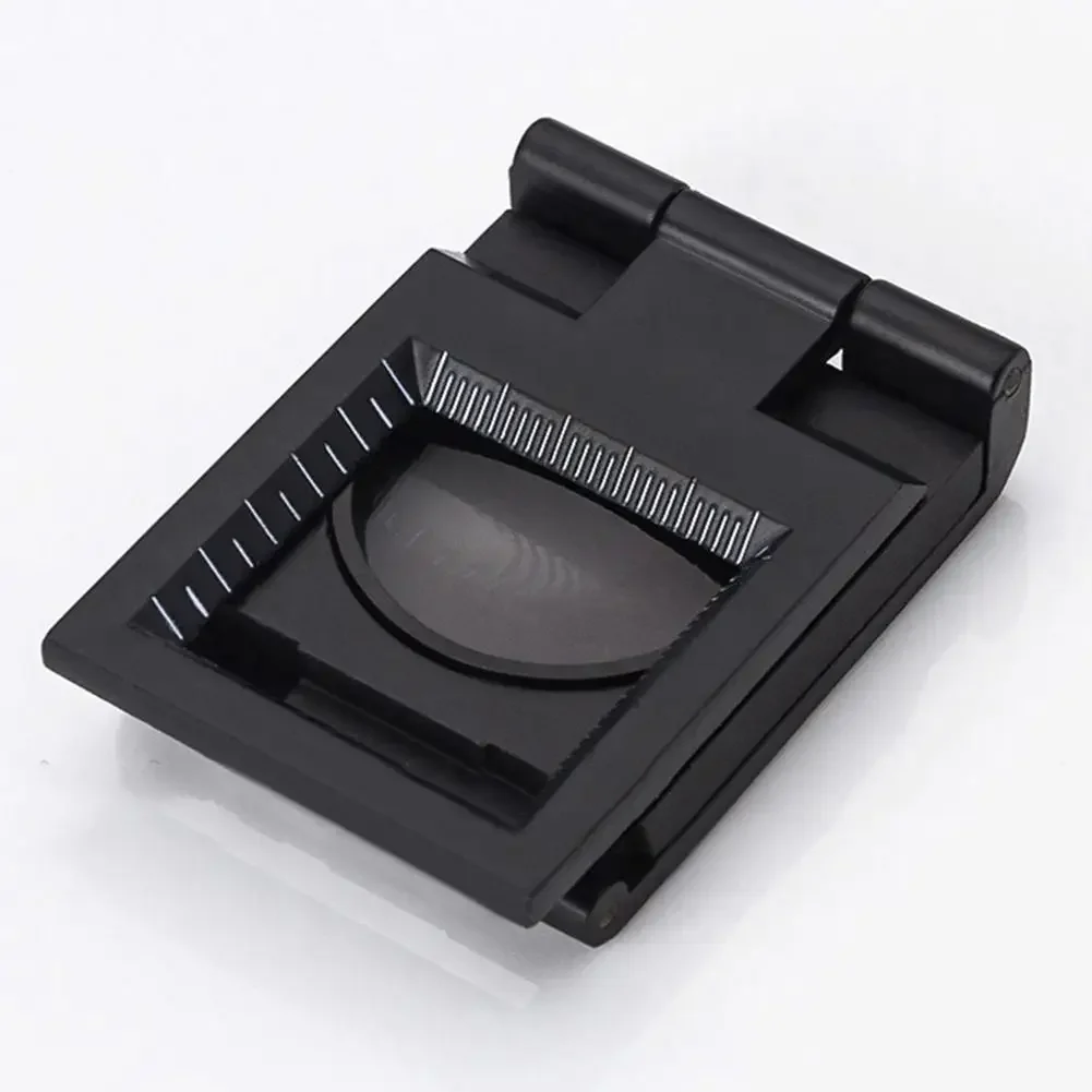 10x Metal Desk Magnifier Optical Lens Black Foldable Printing Cloth Magnifying Glass W/ Scale Pointer Loupe