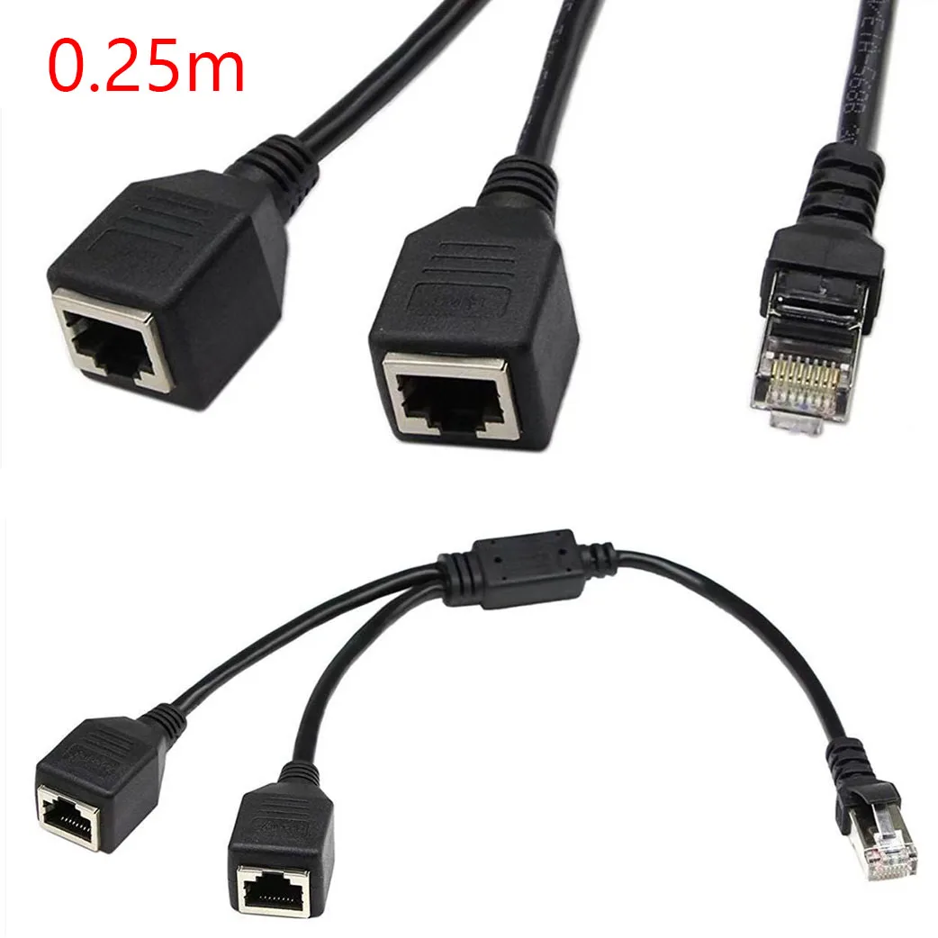 RJ45 Ethernet Extension Cable Rj45 Ethernet Lan Patch Network Cable Adapter For PC Laptop RJ45 Splitter 2 In1