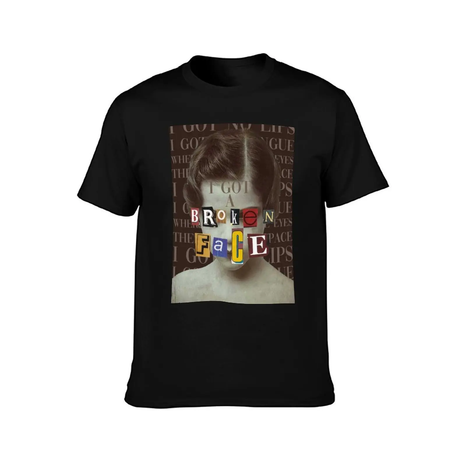 Broken Face T-Shirt Work Style Casual T-Shirt