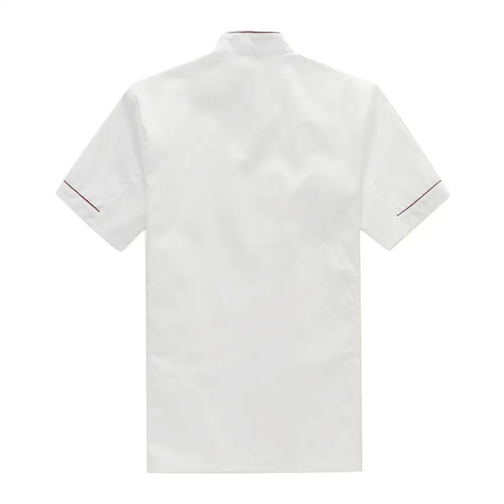 Men Short Sleeve Double-breasted Chef Waiter Work Uniform Catering T-shirt Top