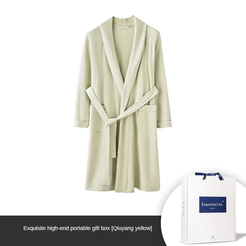 Luxury Tencel double-sided velvet autumn and winter men\'s long nightgown bathrobe amino acid can go out loungewear pajamas