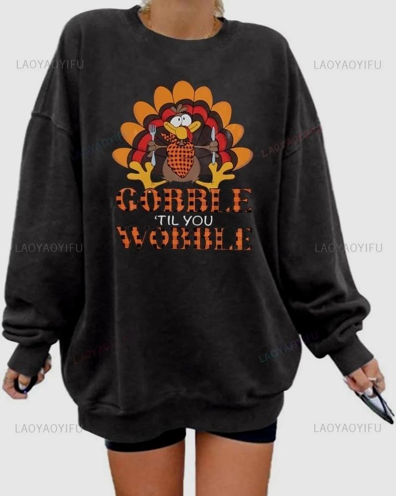 

Funny Turkey Graphic Sweatshirt Women Christmas Fleece Sweaters Long Sleeve Hoodie Fuzzy Sweatshirts Holiday Graphic Shirts