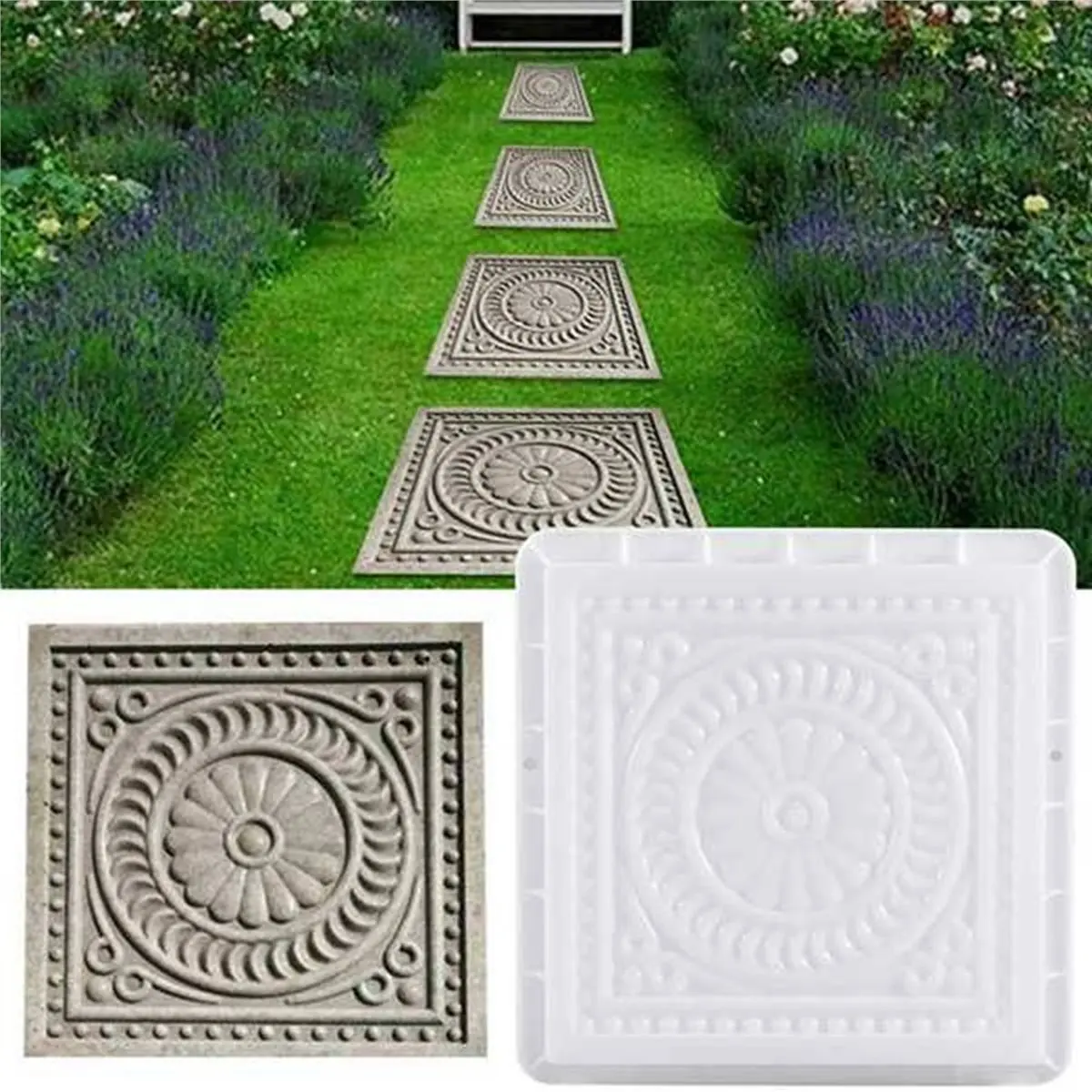 A56X 2X Concrete Mold Square DIY Paving Plastic Mold Simulation Concrete Brick Landscape Pedal Stone Garden Road Mold