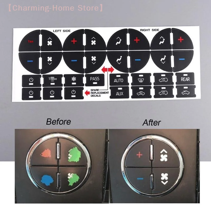 【M】Practical Replacement Decal Button Sticker Climate Control Dash Repair Kit Car Interior Button Repair Stickers
