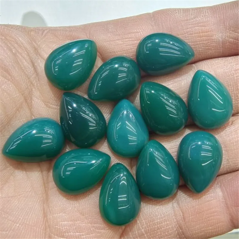 10PCS Dark Green Agate Cabochons 10X14MM 13x18MM Teardrop Water Shape Hot Selling No Hole Wholesale Free Shippings Faster