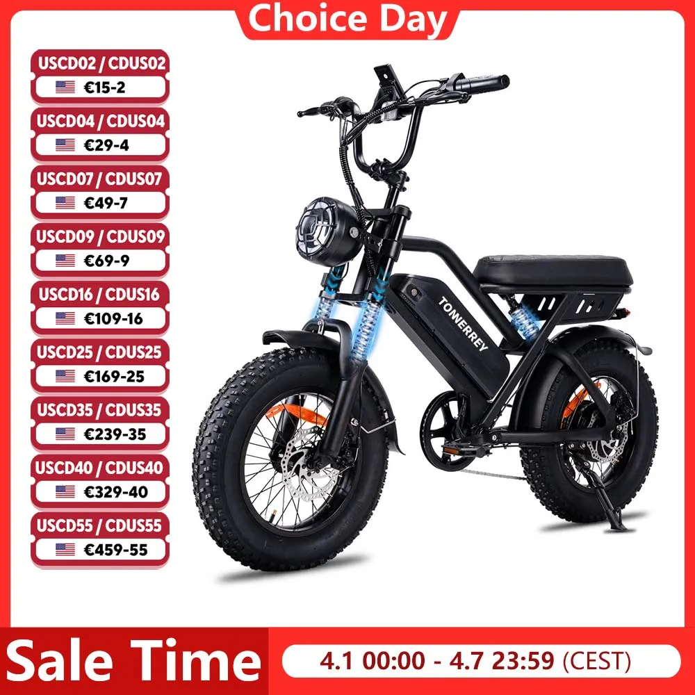 

Электровелосипед Tonnerrey T16, 1000 Вт, 48 В, 15.6 А, с толстыми шинами 16 дюймов, максимальная скорость 22 миль/ч, запас хода 56 миль (PAS1), для подростков