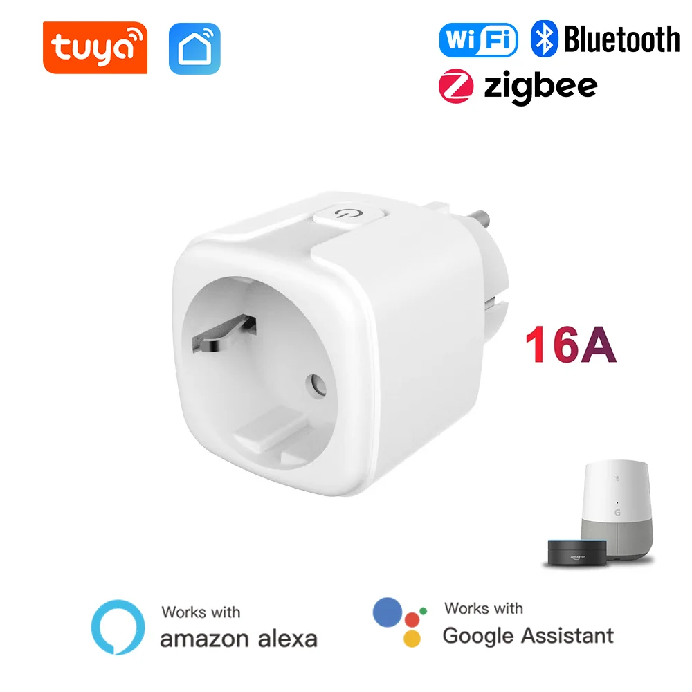Tuya Zigbee Smart Plug (European Standard) Supports Voice Control and Remote Operation, Making It Ideal for Smart Homes.