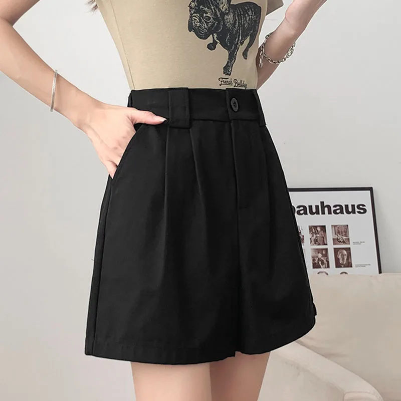 2025 New Wide Leg Shorts for Women Vintage Loose High Waisted Office Lady Suit Shorts Versatile Classic Loose Casual Short Pants