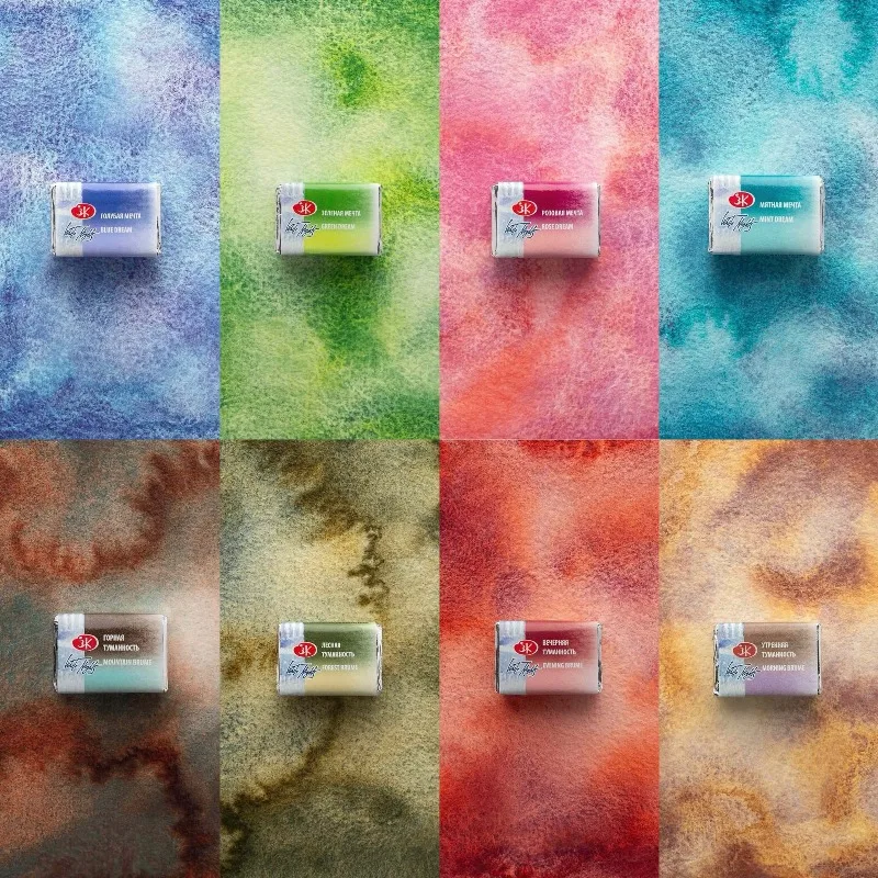 ชุดสีน้ำ 12 สี รุ่นใหม่ ปี 2025 สีขาวกลางคืน แบบก้อน สำหรับศิลปิน พกพาสะดวก ใช้สำหรับงานศิลปะ