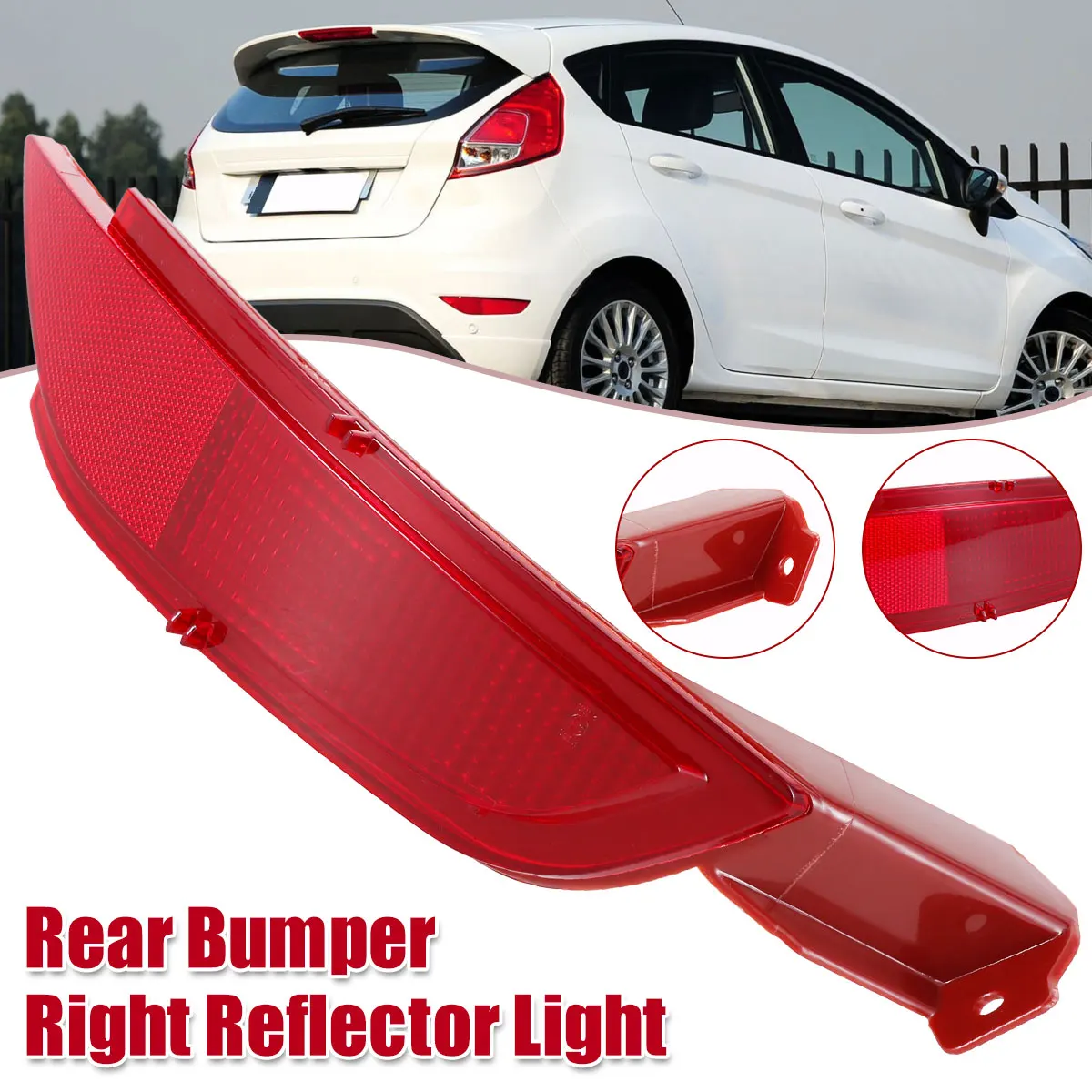 Luces reflectantes de señal de parachoques trasero para coche, Reflector derecho, cubierta de luz trasera, Compatible con Ford Fiesta 2009-2014