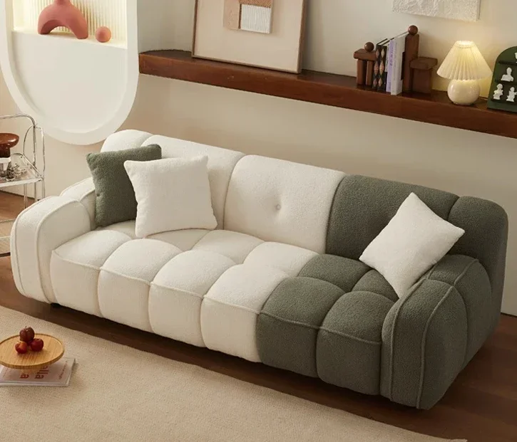 

Customizable Lamb wool sofa cream style living room small apartment retro modern simple