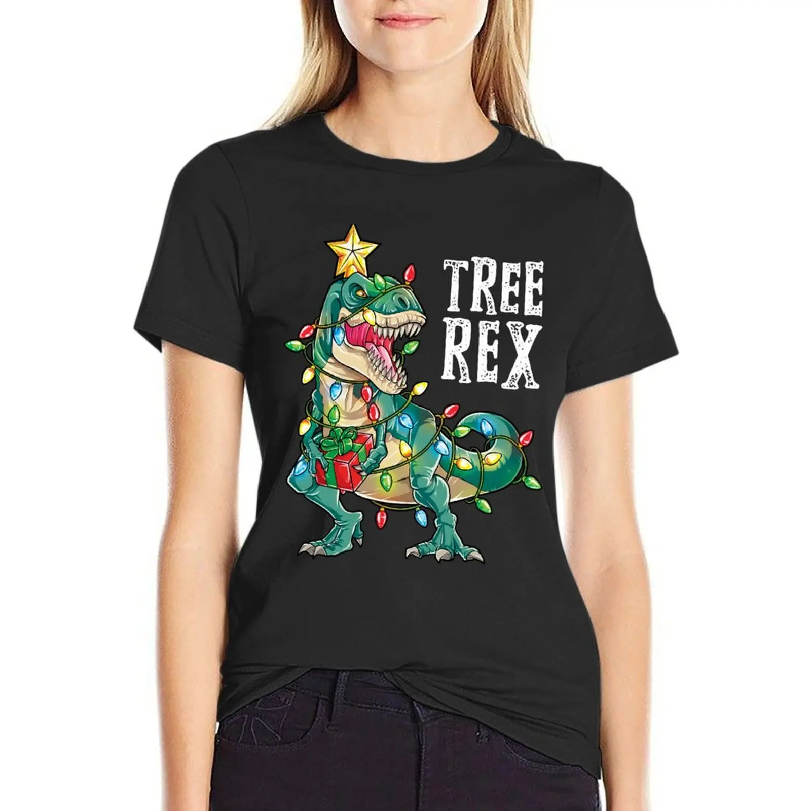 

Christmas shirt for kids boys Tree T Rex Dinosaur Xmas Gifts T-Shirt tees graphics funny new edition t shirts for Women