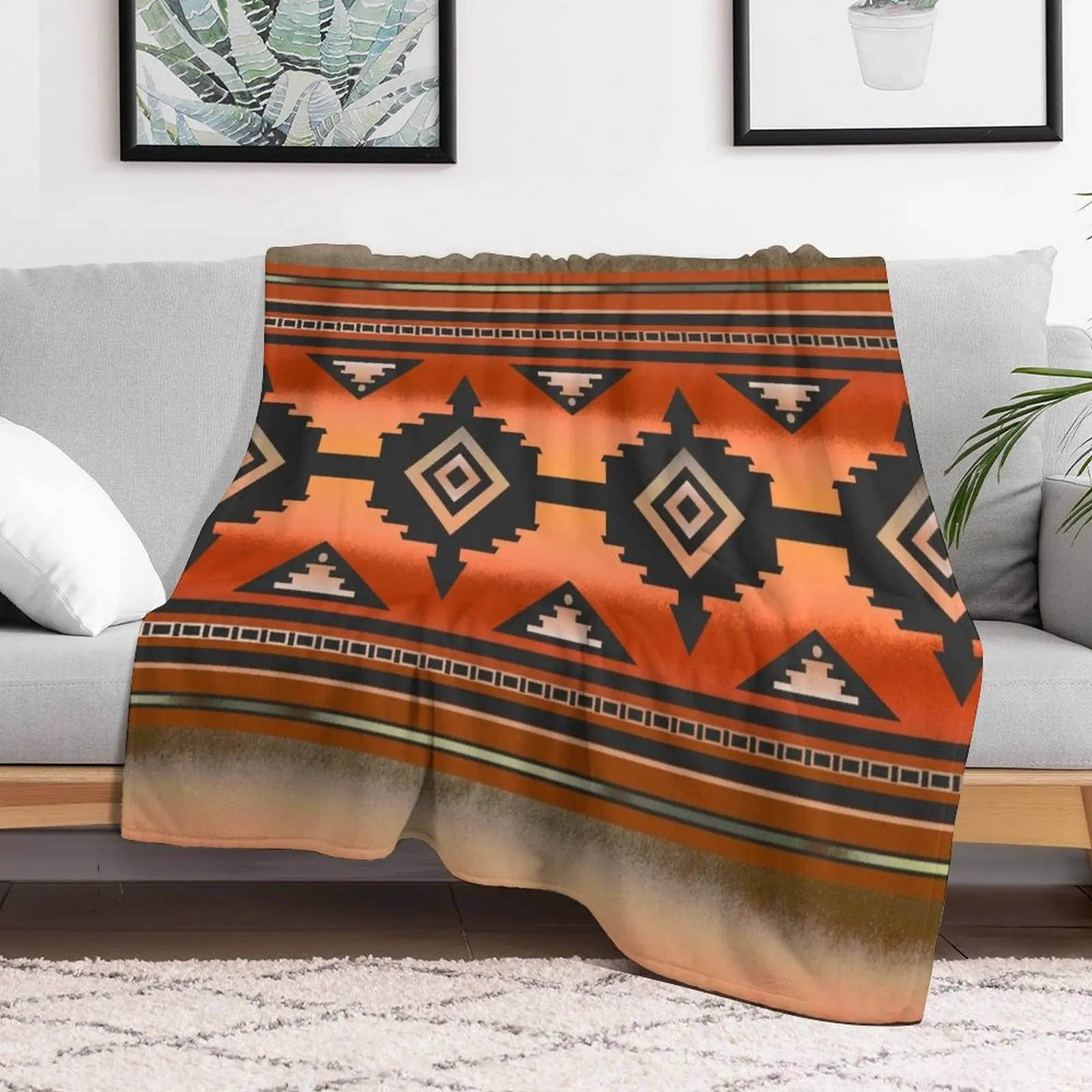 Canyon Navajo Rust Throw Blanket Thermal Vintage Blankets