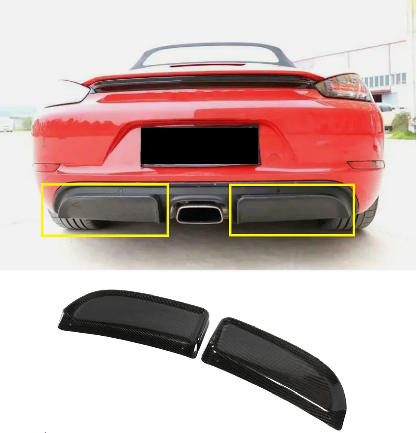 

2PCS Carbon Fiber Rear Bumper Diffuser Splitters Cover For Porsche 718 Boxster Cayman 2017-2019