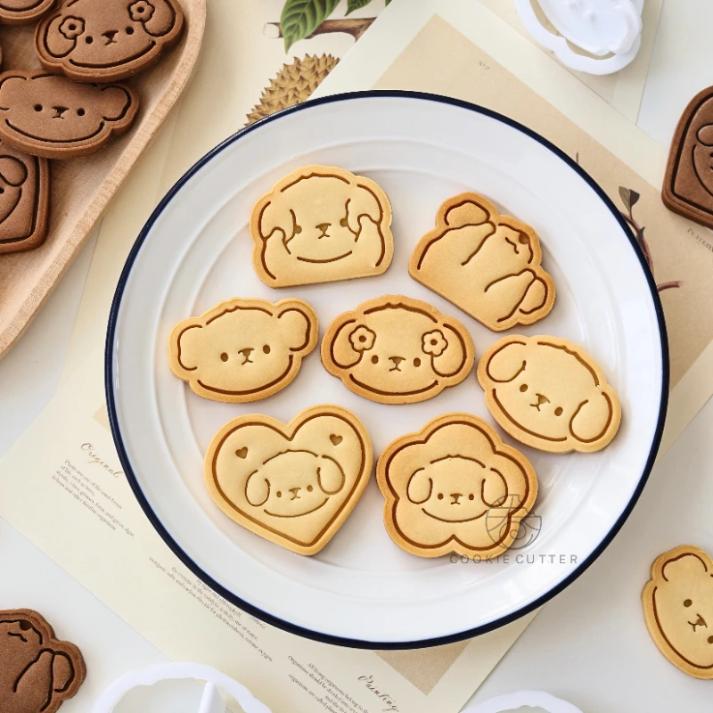 Cute Cartoon Dog Shaped Cookie Cutter Mold Various Puppy Cookie Embosser Mould Biscuit Fondant Cake Decoration Making Tools