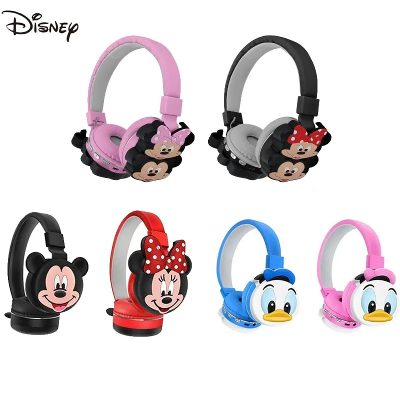 

Hot Disney Anime Cartoon Bluetooth Earphone Print Mickey Minnie Wireless Earphone HIFI Sound Foldable Earphone with Microphone