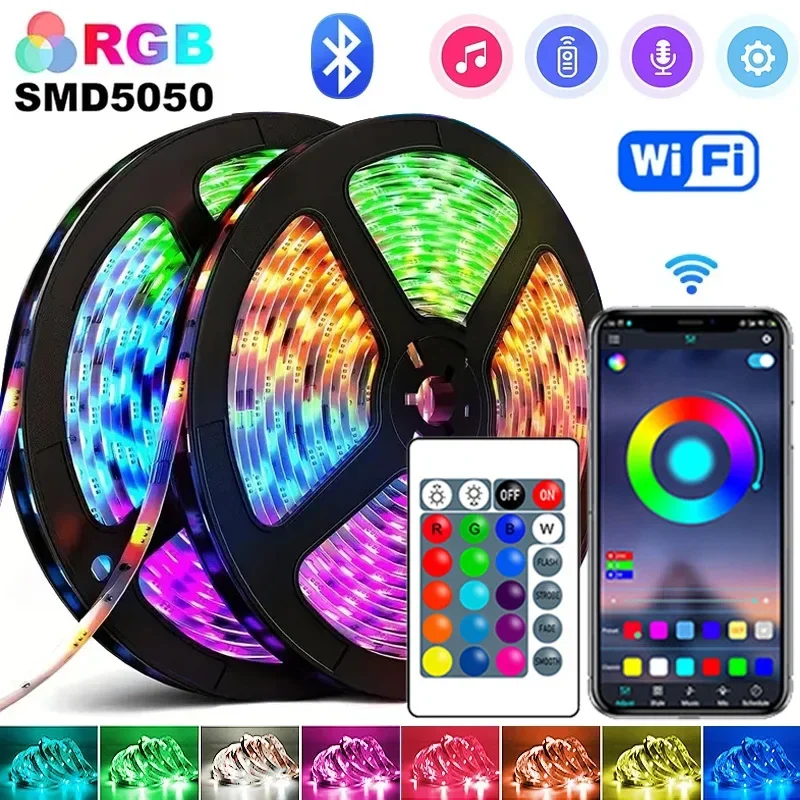 RGB 5050 Led Strip Lights 5V USB 24Keys Bluetooth Control Flexible Ribbon Color Change Led Lamp Tape for Room Decoration