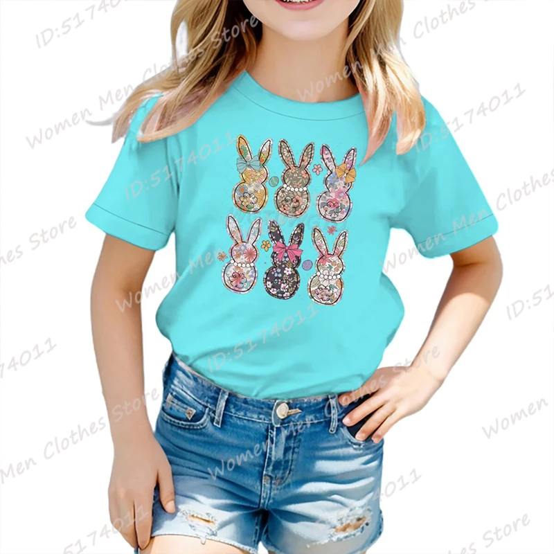 

Easter Day Bunny Print Summer Casual T-shirt For Kids Children Boys Girls Creative O Neck Short Sleeve T-Shirt Fashion Tee Shirt