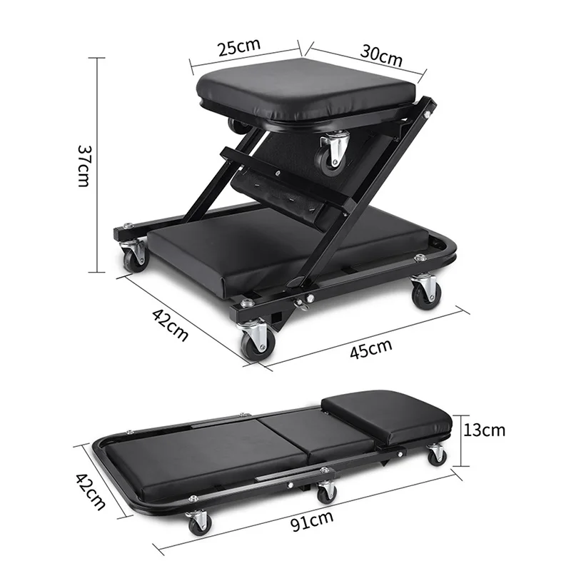 36-inch Folding Car Repair Bed Auto Maintenance Work Bench Chair Auto Workshop Bench Wheels Roller Car Creeper Seat Roller Seat