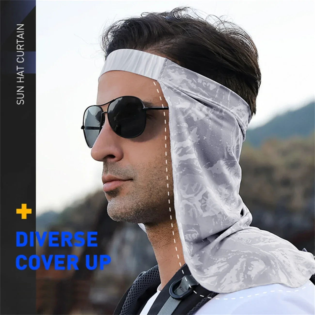 Summer Sun Protection Hat for Outdoor Fishing Cycling Breathable UV Sun Protection High Elastic Neck Protection Men's Headscraf